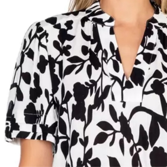 Well Worn Black & White Short Sleeve Top L 100% Viscose NWT - Picture 7 of 8